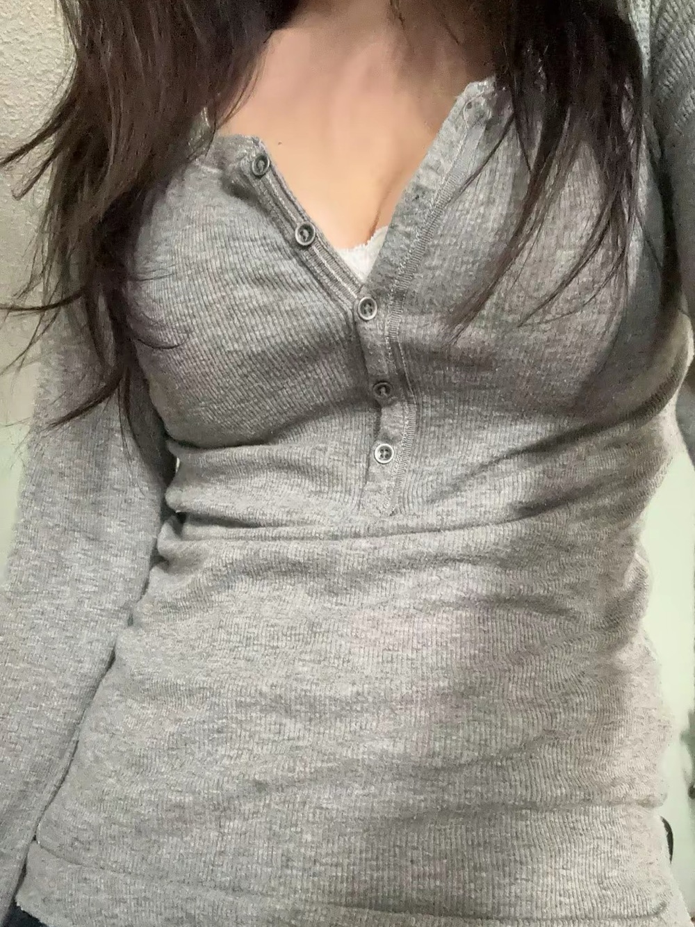 aeropostale y2k grey shimmery henley top